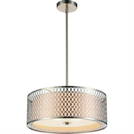 

3 Light Drum Shade Chandelier with Satin Nickel finish