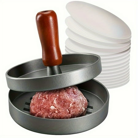 

”Convenient Pack” 100-Piece Non-Stick Burger Press Set With Patty Paper - Perfect For Bbqs & Outdoor Grilling Durable Metal Construction
