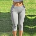 thumbnail image 2 of JGGSPWM Capri Leggings for Women Soft Slim Fit Workout Running Cropped Leggings Solid Color Casual Daily Bottoms Gray S, 2 of 7
