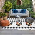 thumbnail image 2 of Black White Plaid Rooster Outdoor Rug for Patio/Deck/Porch, Non-Slip Large Area Rug 4 x 6 Ft, Vintage Farmhouse Checkered Indoor Outdoor Rugs Washable Area Rugs, Reversible Camping Rug Carpet Runner, 2 of 8