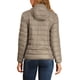thumbnail image 3 of Chaqueta acolchada para mujer Inspire Chic con cuello alto, ligera, con capucha y cierre, talla L, color caqui, 3 of 6