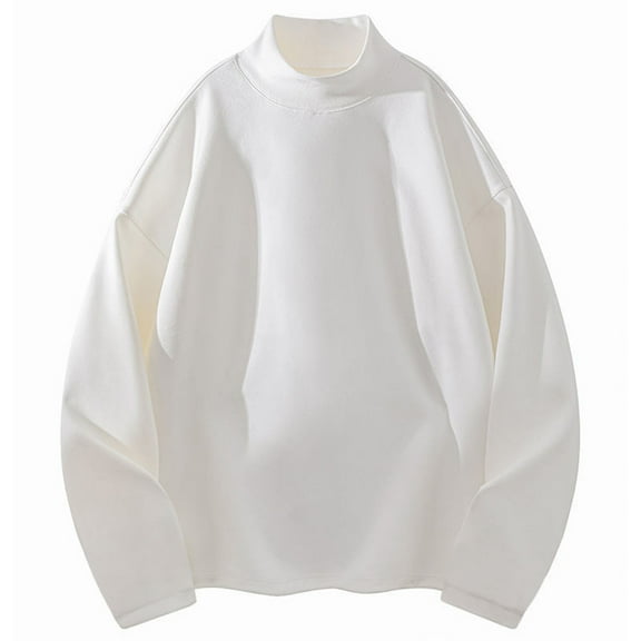 fatyb Men's Mock Neck Thermal Tops Long Sleeve Warm Pullover Stretch Tshirts Mens Casual Undershirts