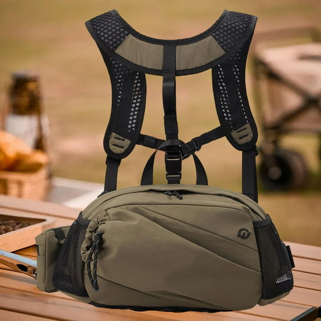Bolsa de pecho con arnés, cómoda, multifunción, con múltiples bolsillos para aparejos de pesca Café