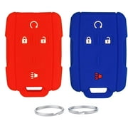UOKEY 4 Buttons Silicone Key case Suitable fit for Chevrolet GMC Buick &Part Number：M3N-32337100 (Blue+Red)