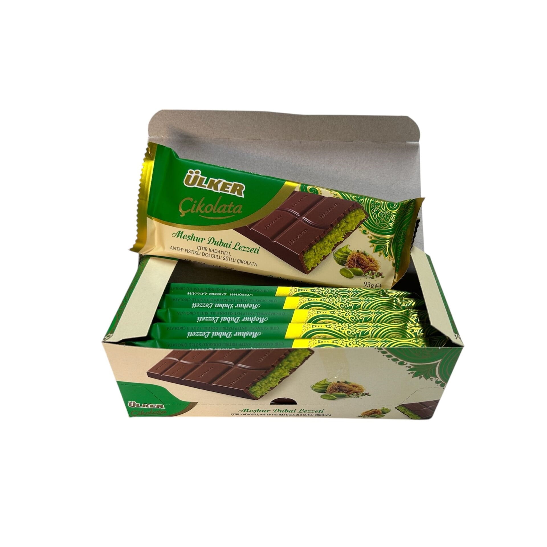 Ulker Famous Dubai Flavor Dubai Chocolate 6 Pack (6 x 93 gr - 6 x