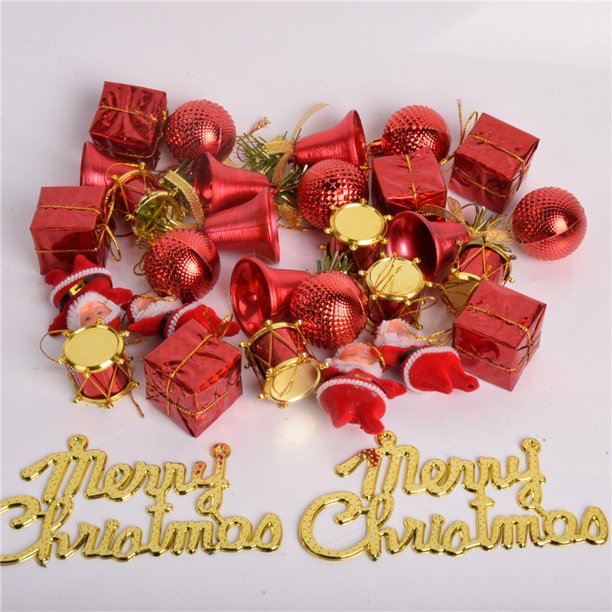 【En entrega】 Bolas de plástico decoraciones navideñas en cajas multi-paquetes de placas decorativas de palabras campanas bolas de Navidad accesorios de decoración del árbol de Navidad