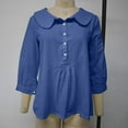 thumbnail image 6 of XuJwPNcy Cotton Linen Shirts for Women Collared V Neck Button up Long Sleeve Tops Trendy Dressy Blouses, 6 of 7