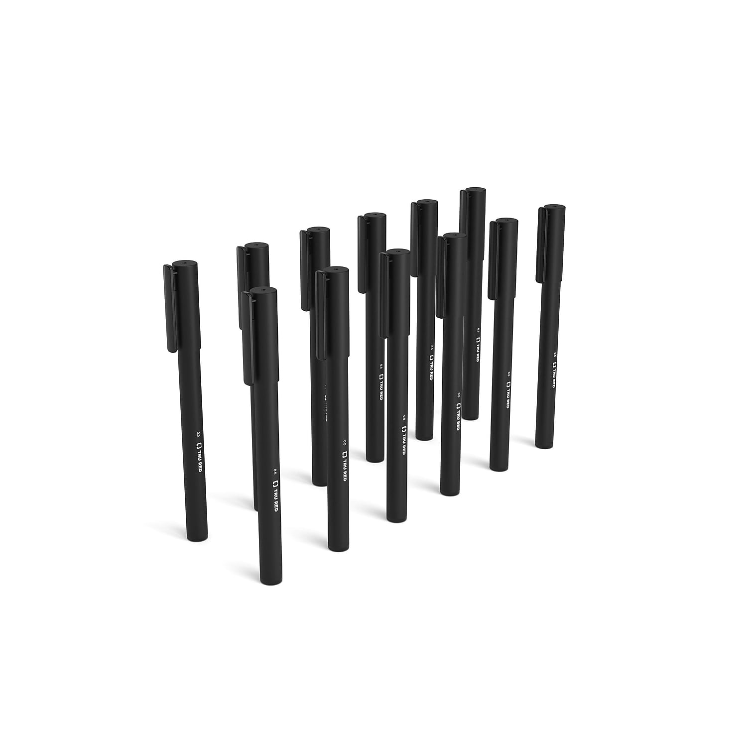 TRU RED Quick Dry jel Pens Fine Point 0.5mm Blk Dozen TR54471