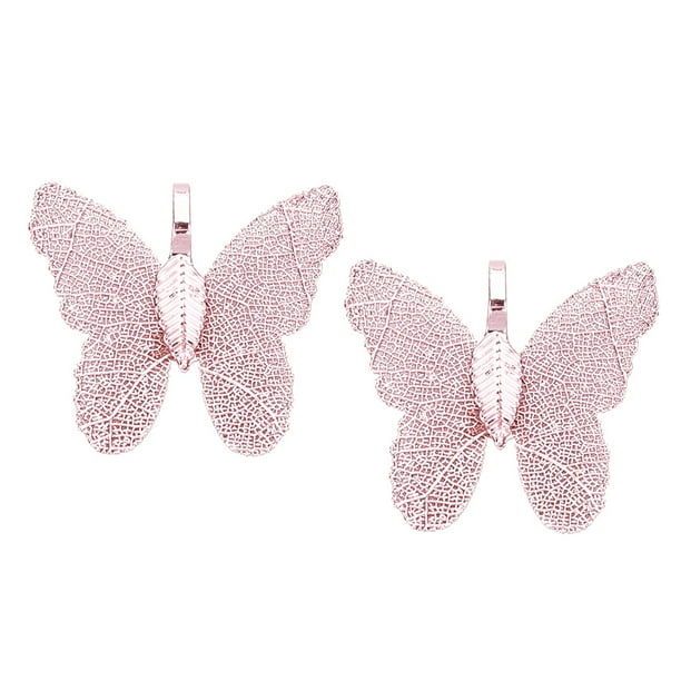 1 par de colgantes de mariposa chapados , colr, joyería, pendientes, ROSADO Sunnimix encantos de colgantes de la joyería