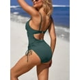 thumbnail image 7 of Womens Ruched One Piece Swimsuit V Neck Monokini Bath Suit Tie Side Swimwear, 7 of 7