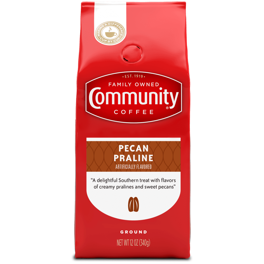 (6 pack) (6 pack) Community Coffee Pecan Praline Medium Roast Ground 12 oz Gable Top