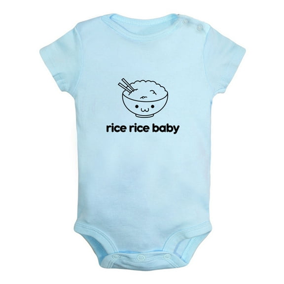 Rice Rice Baby Funny Rompers For Babies, Newborn Baby Unisex Bodysuits, Infant Jumpsuits, Toddler 0-12 Months Kids One-Piece Oufits (Blue, 6-12 Months)