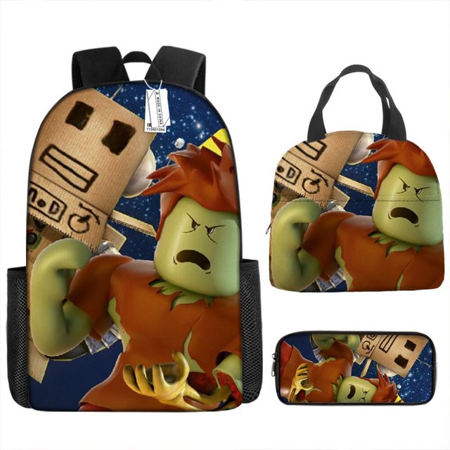 ROBLOX-mochila con diseño de mundo Virtual para estudiantes de primaria y secundaria, morral escolar de Anime, caja de papelería de dibujos animados