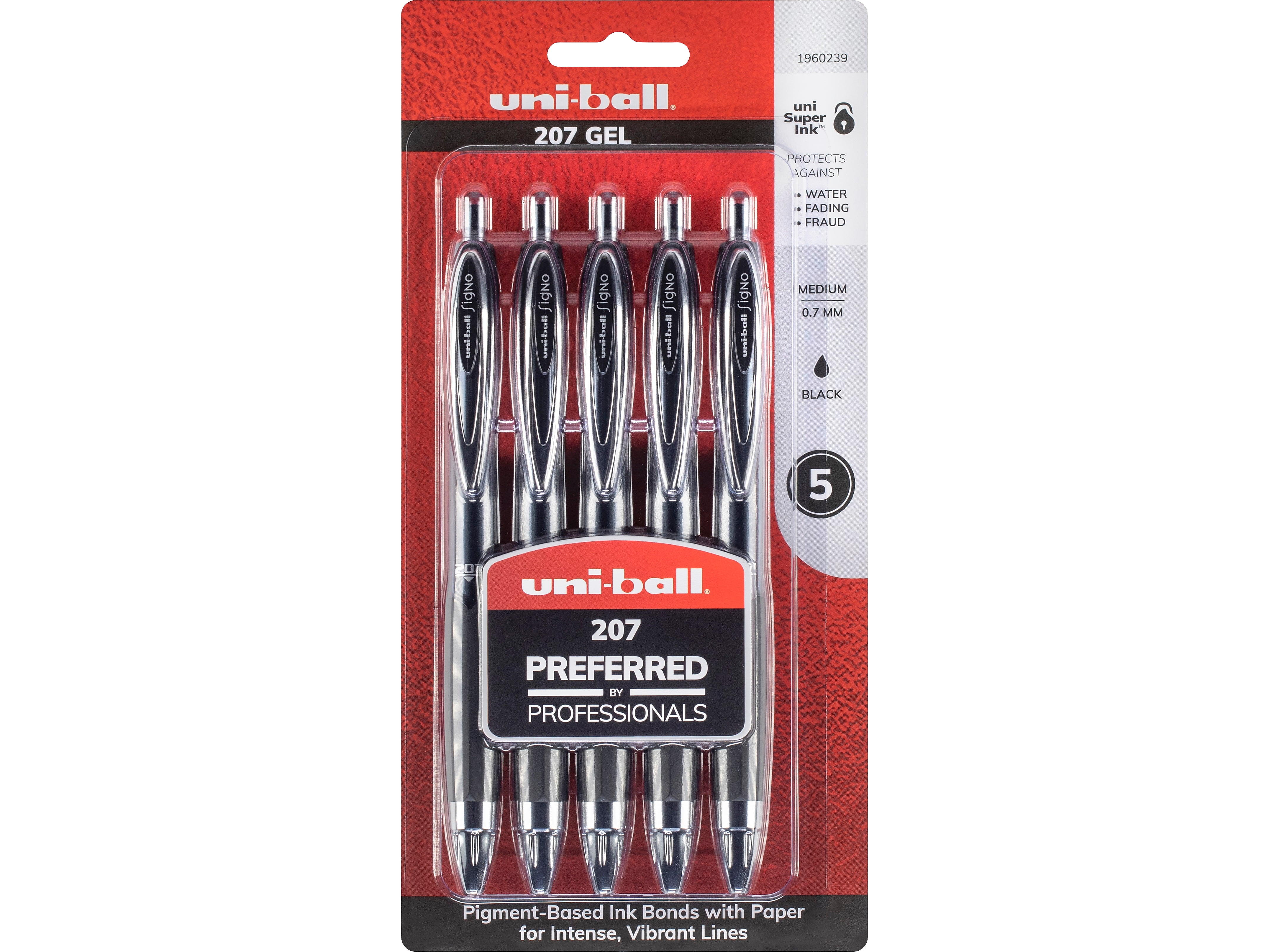 uni-ball Signo 207 Retractable jel Pen Medium Point Black  1960239