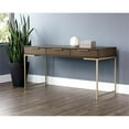 thumbnail image 2 of Maklaine 59" Contemporary Wood Desk with 3 Drawers in Brushed Gold and Brown, 2 of 11