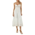 thumbnail image 2 of Women Summer Boho Cutout Long Dress Sleeveless Tiered Ruffle Ruched Cami Dress Flowy Tie Back Beach Sundress Clubwear, 2 of 9