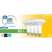 Great Value LED Light Bulb, 9W (65W Equivalent) BR30 Floodlight Lamp E26 Medium Base, Dimmable, Soft White, 4-Pack