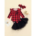 thumbnail image 2 of Qiylii Baby Christmas Outfit,Plaid O-Neck Long Sleeve Romper+Tutu Skirt+Headband, 2 of 8