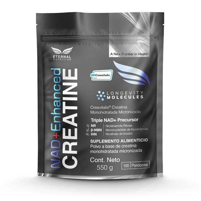 Creatina Monohidratada Micronizada Creapure Reforzada con NAD+ Eternal Nutrition 550 Gramos 5 gr