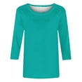 thumbnail image 5 of Womens T Shirts 3/4 Sleeve Summer Tops Casual Solid Color Round Neck Basic Tees Shirt Loose Tunic Blouse Mint Green L, 5 of 5