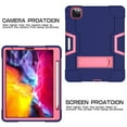 thumbnail image 3 of iPad Pro 12.9 2020 Case with Soft PET Screen Protector, Dteck Full Body Protective Case for 12.9" iPad Pro 4th Generation, Hybrid Rugged Shockproof Case with Kick Stand, Navy+Rose, 3 of 7