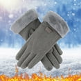 thumbnail image 6 of Otqutp Windproof&nbsp;Teen Girls Warm Mittens Womens Winter Suede Gloves with Touchscreen Texting Finger Wool Lined Windproof Warm Fashion Dress Gloves(Grey,One Size), 6 of 7