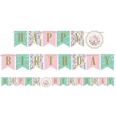 12 Count Bulk Pack Floral Tea Party Tea Party Banners
