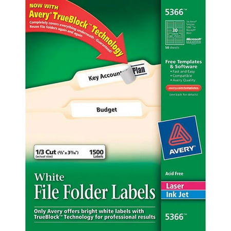 avery 5366 white file folder labels with trueblock avery file folder labels 5366