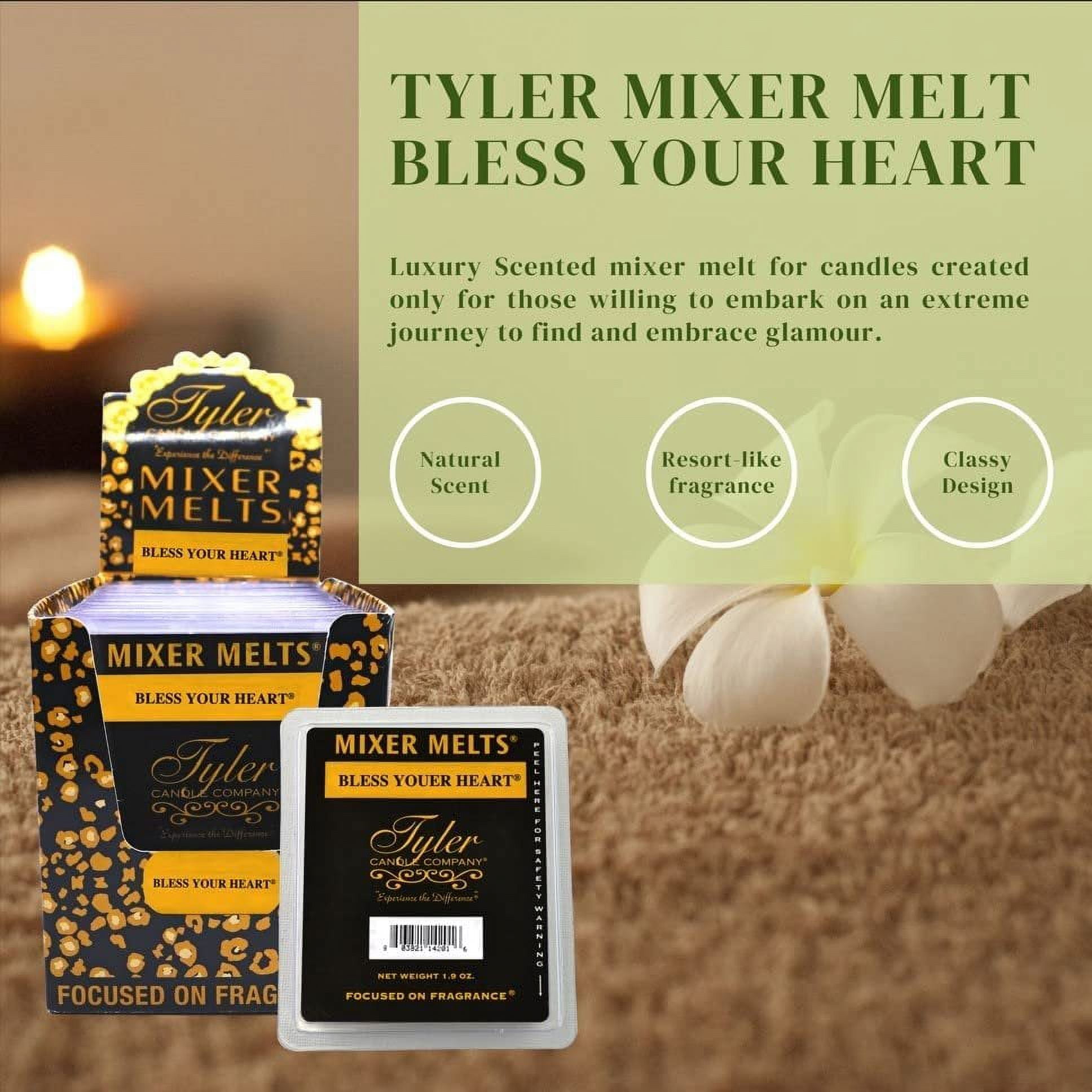 Worldwide Nutrition Tyler Candle Company Bless Your Heart Scent Wax Melts -  Soy Wax Scented Mixer Melts with Essential Oils for Wax Warmer - Box of 14,  6 Bars per Melt Multi