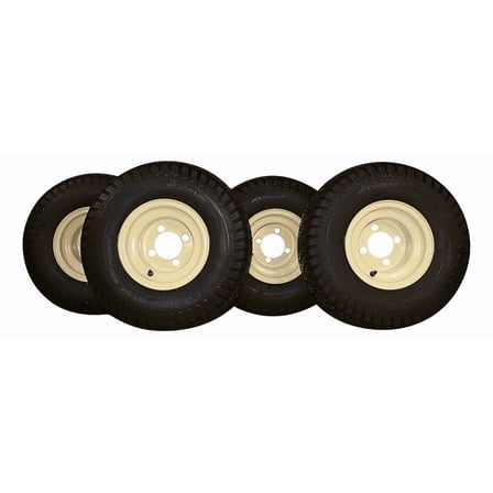 Antego (Set of 4) Beige/Tan Steel Wheels with 18x9.50-8 4 Ply Turf Tires for Golf Carts