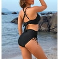 thumbnail image 5 of WQD Womens Bikini Set High Waisted 2 Piece Swimsuits Tummy Control Bathing Suits Crisscross Tie Back Push Up Bikinis Drawstring Swimwear, 5 of 7