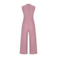 thumbnail image 4 of Hot Pink Faux Linen Pants for Juniors Summer Fall Loose Fit Brunch Thin Flare Bell Bottom Plain Long Bootcut Leg Overalls Pants One Piece Women 2025 Clothes Trendy M, 4 of 6