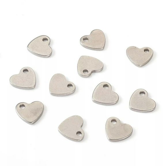 GRACEARA 100 x 304 Stainless Steel Heart Stainless Steel Color Charms Pendants 10x9x1.5mm