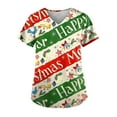 thumbnail image 2 of LHVUOA Christmas Scrub Tops Women Fun Christmas Scrubs for Women Cute Xmas Print Nurse Uniforms Working Shirt with Pockets, 2 of 4