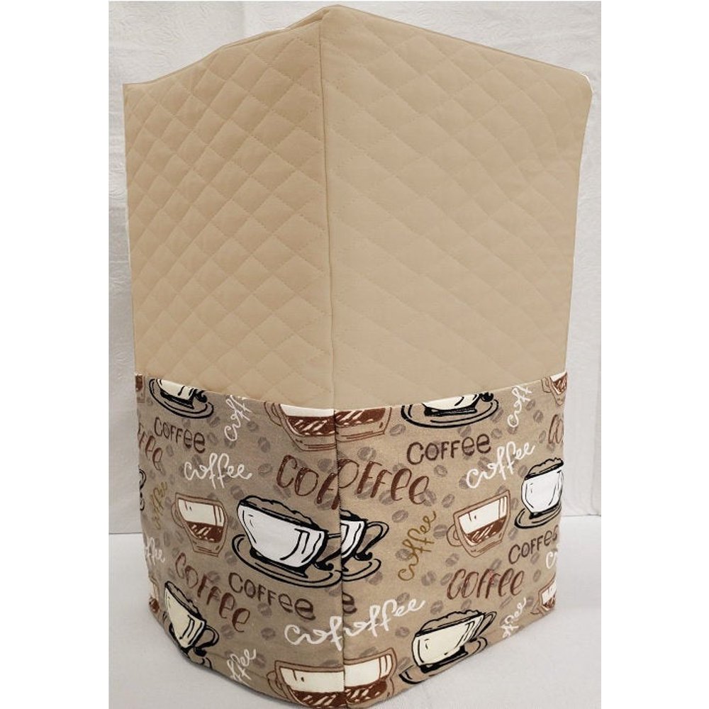Quilted Coffee Beans Coffee Maker Cover by Penny's Needful Things (Tan