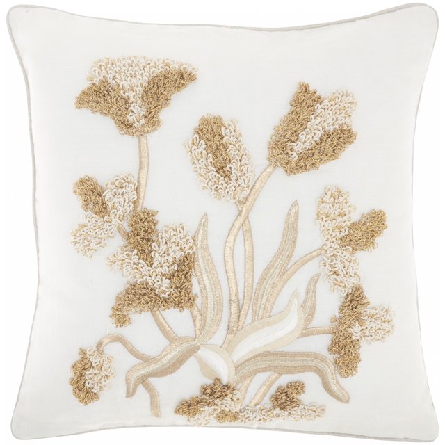 homeroots home decor 386265 Embroidered Floral Detail Throw Pillow