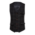 thumbnail image 5 of Hanerdun Men Plaid Waistcoats Male Slim fit Suit Vests Dress Vest Black S, 5 of 5