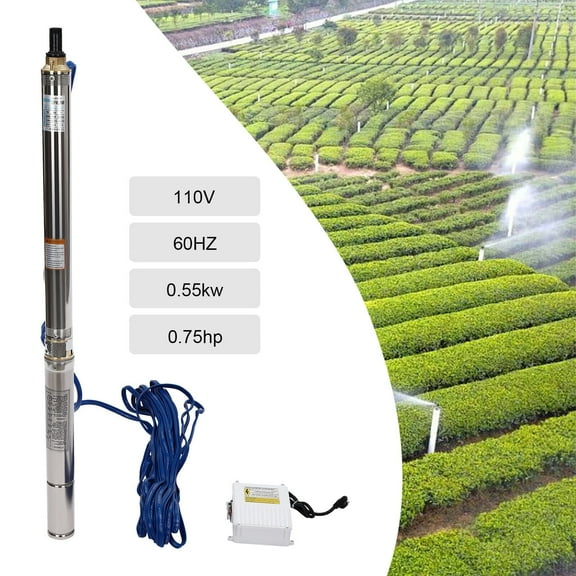 0.75HP Deep Well Submersible Pump 1" Outlet 110V Stainless Steel W/ Control Box