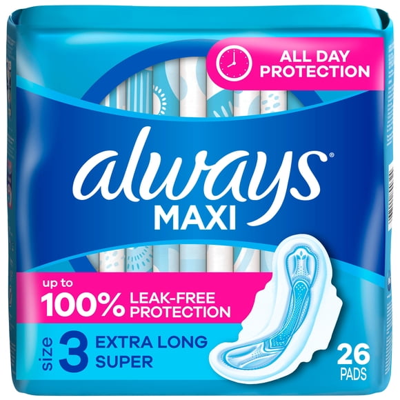 Always Serviettes Hygiéniques Maxi avec Ailes pour Femmes, Taille 3, Extra Longues, Super Absorption, Non Parfumées