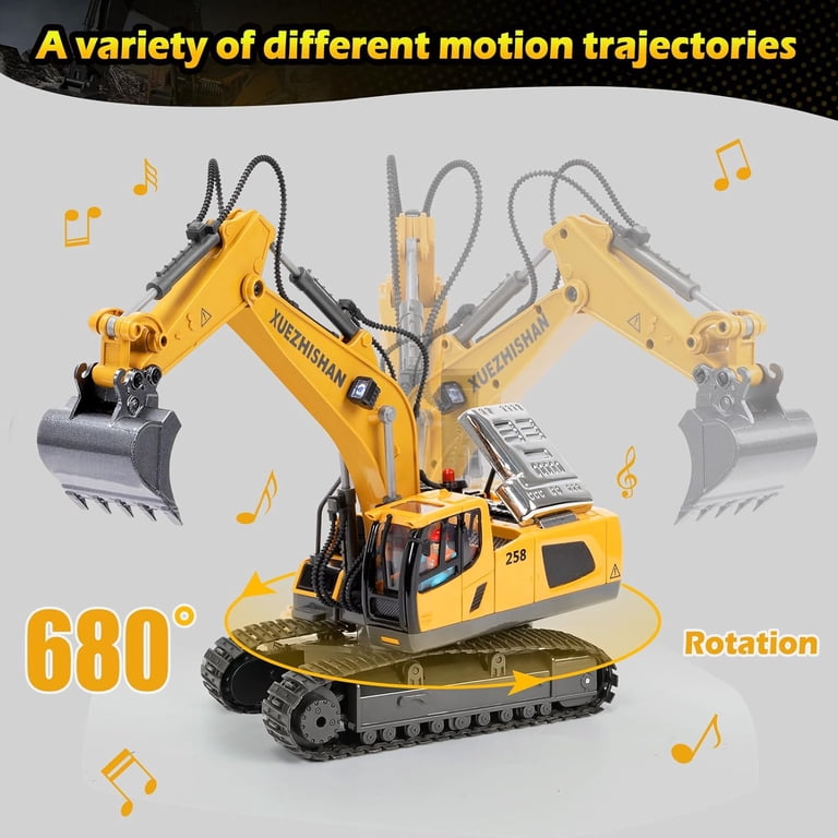 Remote Control Excavator Toy 2.4GHz 11-Channel RC Construction Vehicle With Metal Shovel For Kids Ages 6-11