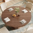 thumbnail image 3 of UHOMEPRO Round Dining Table, 47" Circle Kitchen Table for 4-6, Farmhouse Dining Room Table with Sturdy Wood Strip Base, Modern Dining Table for Dining Room Living Room, Walnut(Only Table), 3 of 8