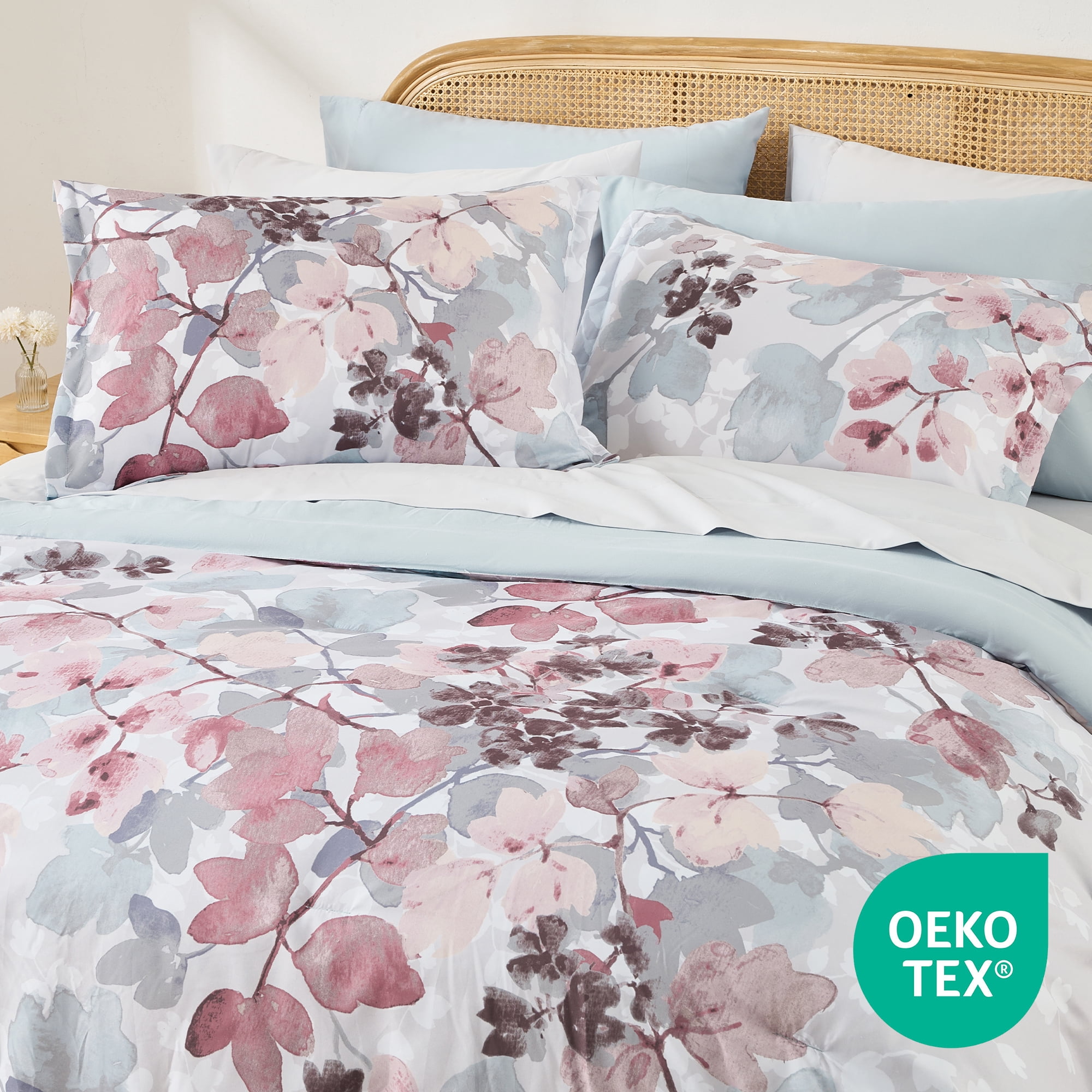 Regency Heights Twin XL Size Comforter Sets, Blush Bed in a Bag Twin XL, Botanical Bedding Comforter Set with Bed Sheets and Side Pockets, 6 Pieces