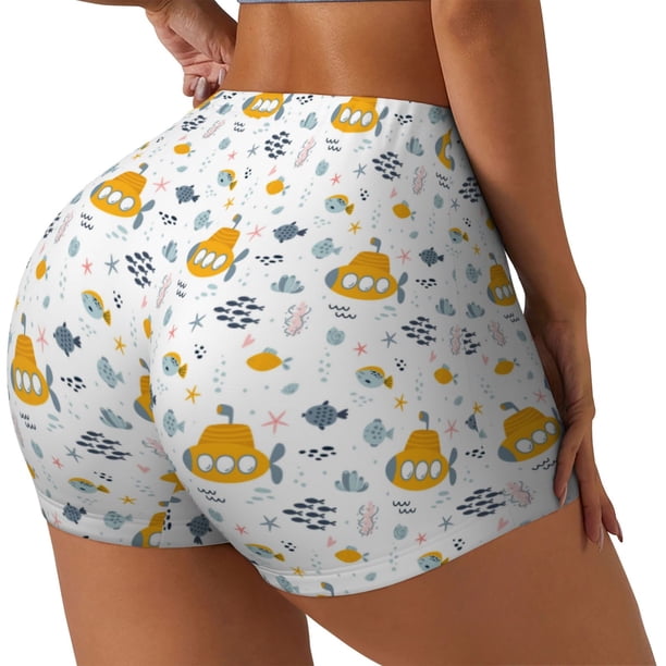Fotbe Submarine Ship Shorts Sin Costuras – Shorts Deportivos de Cintura Alta para Mujer, Elásticos para Gimnasio, Yoga, Running o Ciclismo-Small
