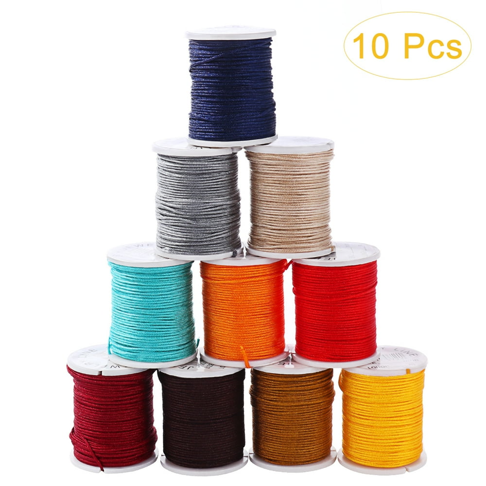 OUNONA 10 Rolls Mixed Colors Nylon Beading Thread String Weaving Braiding Thread for Chinese