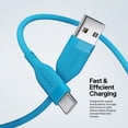 thumbnail image 3 of Powertek Neon Blue Silicone USB-A to USB-C Cable, 6ft Fast Charge & Sync Cord, Durable Tangle-Free Design for USB-C Devices, 3 of 6