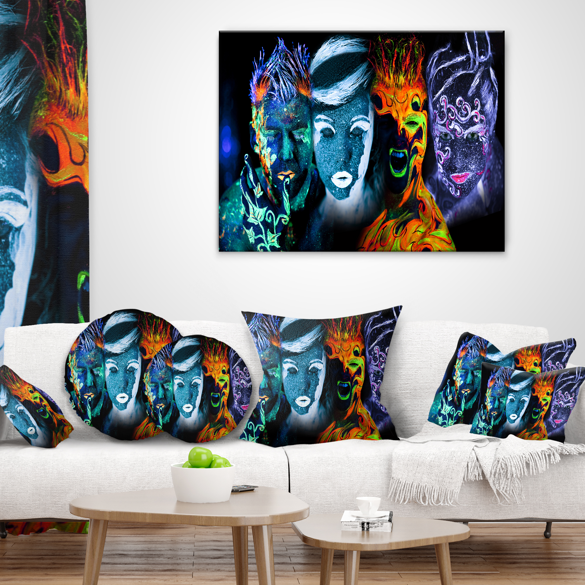 Designart Earth Fire Air and Water - Contemporary Portrait Throw Pillow - 16x16