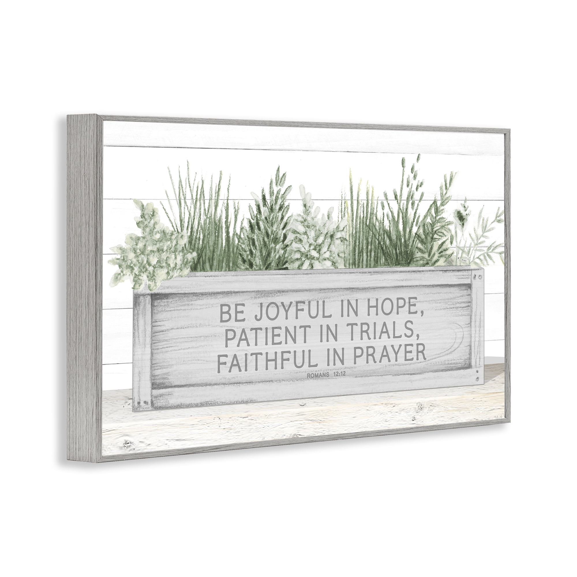 Stupell Industries Be Joyful Flower Box Gray Framed Giclee Art, design by Janice Gaynor