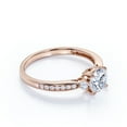 thumbnail image 3 of JeenMata Pave Channel - 1.5 Carat Round Brilliant Cut Moissanite - Cathedral Three Stone Engagement Ring - 18K Rose Gold Plating Over Silver, 3 of 7