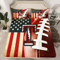 thumbnail image 2 of Homewish Monogrammed T Theme Queen Sheet Sets,Geometric Striped Flat Sheet,Rugby Sport Game Queen Fitted Sheet For Boys Kids,Ultra Soft Bedroom Decor,4-Piece, 2 of 7