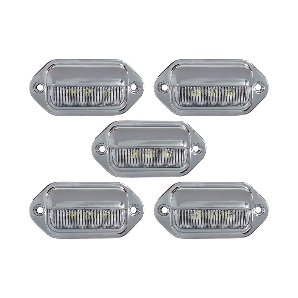 5 LED LICENSE PLATE TAG LIGHT CHROME BOAT TRAILER RV TRUCK INTERIOR